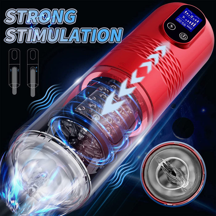 OC - ​​Starke Stimulation Innovative Motoren Teleskop-LCD-Display Masturbator 