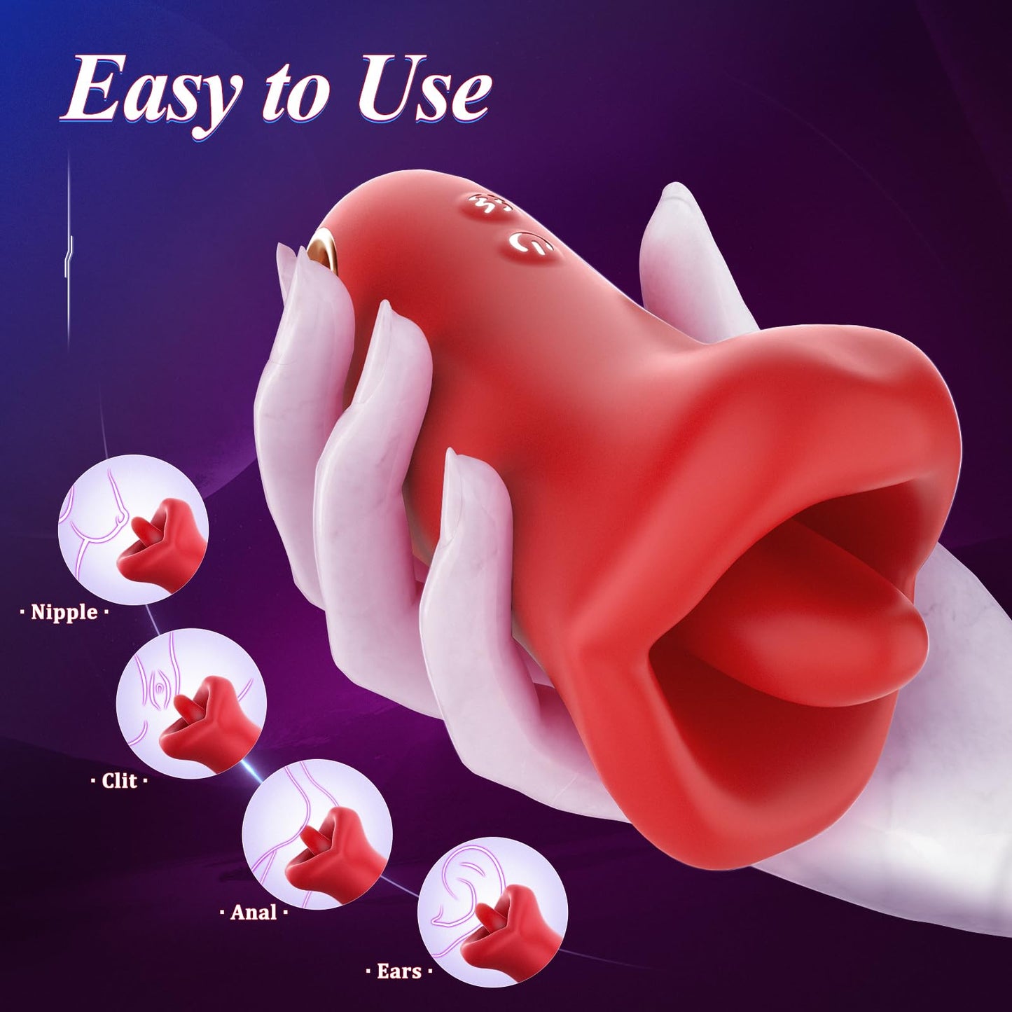 OC - 3IN1 Handle Mouth-Shaped 10 Tongue Licking Kissing