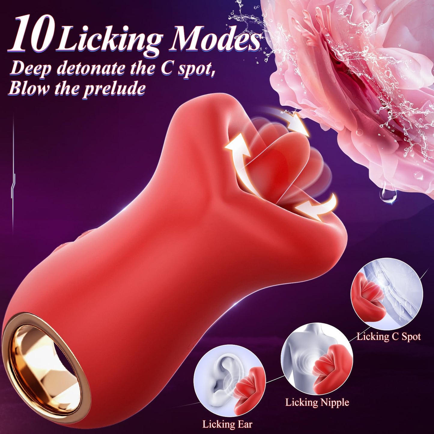 OC - 3IN1 Handle Mouth-Shaped 10 Tongue Licking Kissing