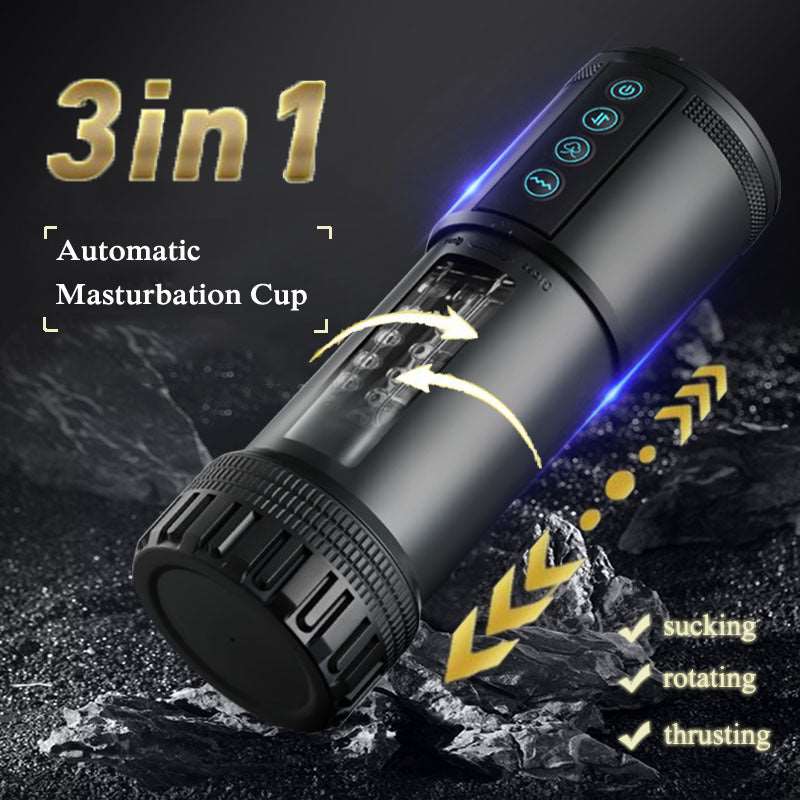 OC- Black Panda Adams 5 Sucking 5 Telescoping 10 Vibrating Oral Sex Masturbation Cup